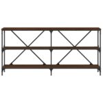 vidaXL Konzolový stolík hnedý dub 160x30x75cm kompozitné drevo železo – Obrázok 4