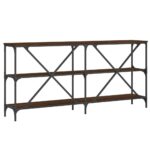 vidaXL Konzolový stolík hnedý dub 160x30x75cm kompozitné drevo železo – Obrázok 6