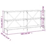vidaXL Konzolový stolík hnedý dub 160x30x75cm kompozitné drevo železo – Obrázok 9