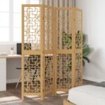 vidaXL Paraván, 4 panely, hnedý, masívne drevo paulovnie