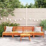 vidaXL Záhr. pohovky bez podrúčok 4 ks voskové hnedé masívna borovica – Obrázok 3