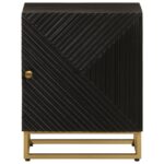 vidaXL Nočný stolík, čierny 40x30x50 cm, mangový masív a železo – Obrázok 3