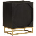 vidaXL Nočný stolík, čierny 40x30x50 cm, mangový masív a železo – Obrázok 5