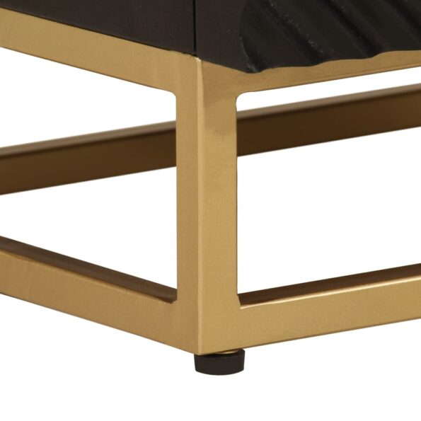 vidaXL Nočný stolík, čierny 40x30x50 cm, mangový masív a železo – Obrázok 8