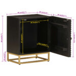 vidaXL Nočný stolík, čierny 40x30x50 cm, mangový masív a železo – Obrázok 9