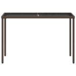 vidaXL Záhradný stôl so sklenenou doskou hnedý 115x54x74 cm polyratan – Obrázok 4