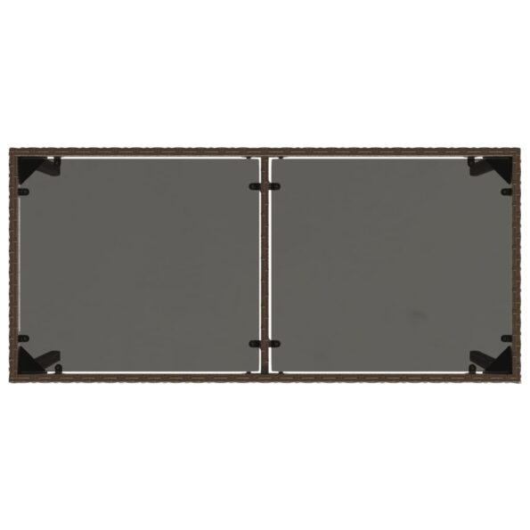 vidaXL Záhradný stôl so sklenenou doskou hnedý 115x54x74 cm polyratan – Obrázok 7