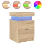 vidaXL Nočné stolíky s LED svetlami 2 ks dub sonoma 35x39x55 cm – Obrázok 7
