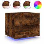 vidaXL Nástenné nočné skrinky s LED osvetlením 2 ks dymový dub – Obrázok 5