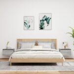 vidaXL Nástenné nočné skrinky s LED osvetlením 2 ks sivé sonoma – Obrázok 3