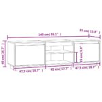 vidaXL TV stolík biely 140x35x40 cm masívna borovica – Obrázok 10