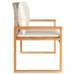 vidaXL Záhradná lavica s vankúšom mix béžovej polyratan akáciové drevo – Obrázok 5