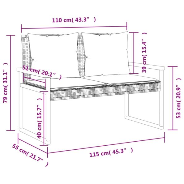 vidaXL Záhradná lavica s vankúšom mix béžovej polyratan akáciové drevo – Obrázok 10