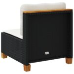 vidaXL Záhradná pohovka bez opierok rúk s vankúšmi čierna polyratanová – Obrázok 6