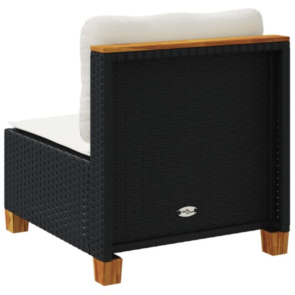 vidaXL Záhradná pohovka bez opierok rúk s vankúšmi čierna polyratanová – Obrázok 6