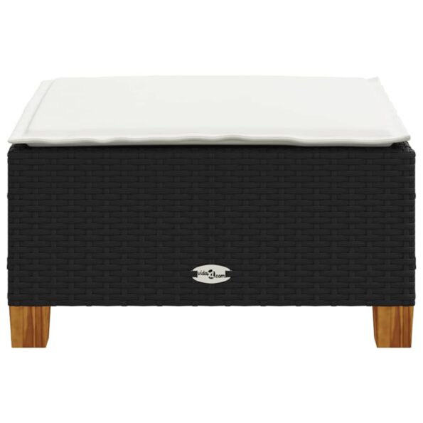 vidaXL Záhradná taburetka s vankúšom čierna 63,5x56x32 cm polyratan – Obrázok 5