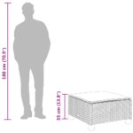 vidaXL Záhradná taburetka s vankúšom čierna 63,5x56x32 cm polyratan – Obrázok 9