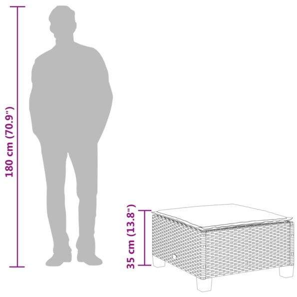 vidaXL Záhradná taburetka s vankúšom čierna 63,5x56x32 cm polyratan – Obrázok 9