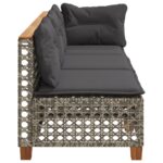 vidaXL Záhradná pohovka s podložkami, 3-miestna, sivá, polyratan – Obrázok 5