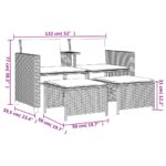 vidaXL Záhradná pohovka, 2-miestna, stôl a taburetky, sivá, polyratan – Obrázok 11