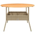 vidaXL Záhr. stôl s akáciovou doskou béžový Beige Ø110x71 cm polyratan – Obrázok 5