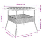 vidaXL Záhr. stôl s akáciovou doskou béžový Beige Ø110x71 cm polyratan – Obrázok 10