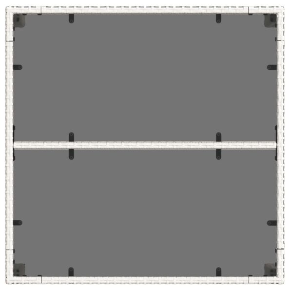 vidaXL Záhradný stôl so sklenenou doskou biely 90x90x75 cm polyratan – Obrázok 8