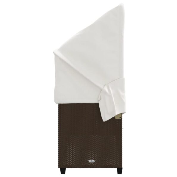 vidaXL Záhradné ležadlo so strieškou a podložkami, hnedé, polyratan – Obrázok 6