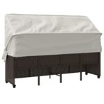 vidaXL Záhradné ležadlo so strieškou a podložkami, hnedé, polyratan – Obrázok 7