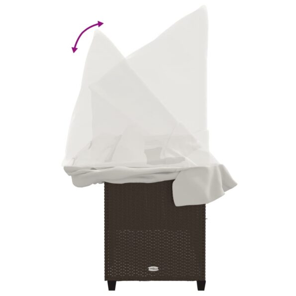 vidaXL Záhradné ležadlo so strieškou a podložkami, hnedé, polyratan – Obrázok 8