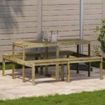 vidaXL Piknikový stôl 160x134x75 cm imoregnovaná borovica