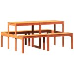 vidaXL Piknikový stôl voskový hnedý 160x134x75 cm borovicový masív – Obrázok 2