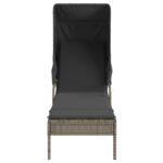 vidaXL Lehátko so strieškou sivé polyratan – Obrázok 4