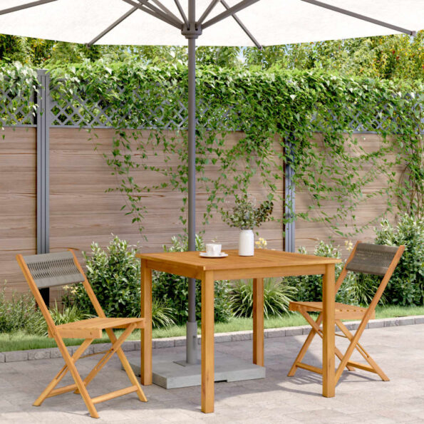 vidaXL Bistro stoličky 2 ks sivé masívne akáciové drevo polypropylén – Obrázok 3