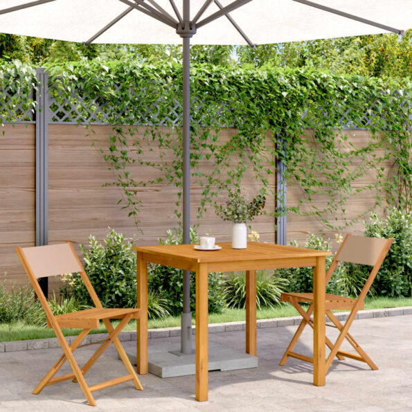 vidaXL Bistro stoličky 2 ks sivohnedé masívne akáciové drevo a látka – Obrázok 3