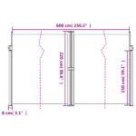 vidaXL Zaťahovacia bočná markíza, červená 220x600 cm – Obrázok 10