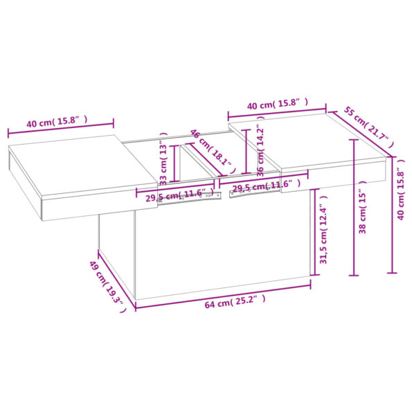 vidaXL Konferenčný stolík dymový dub 80x55x40 cm kompozitné drevo – Obrázok 12
