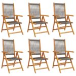 vidaXL Sklápacie záhr. stoličky 6 ks sivé masívne akáciové drevo – Obrázok 2