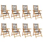 vidaXL Sklápacie záhradné stoličky 8 ks sivé masívne akáciové drevo – Obrázok 2