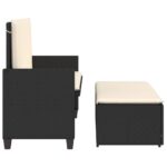 vidaXL Záhradná lavička s podložkami a podnožkou čierna polyratan – Obrázok 6