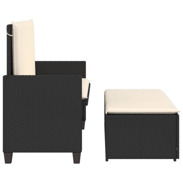 vidaXL Záhradná lavička s podložkami a podnožkou čierna polyratan – Obrázok 6