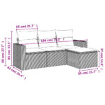 vidaXL 4-dielna záhradná sedacia súprava s vankúšmi hnedá polyratanová – Obrázok 3