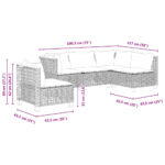 vidaXL 5-dielna záhradná súprava pohoviek s vankúšmi sivá polyratanová – Obrázok 6