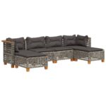 vidaXL 6-dielna záhradná sedacia súprava s podložkami polyratan sivá – Obrázok 2