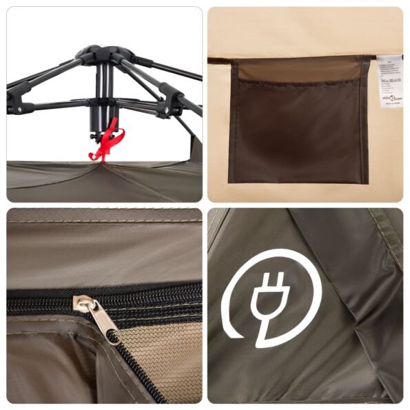 vidaXL Kempingový stan pre 4 osoby hnedý rýchloupínací – Obrázok 11