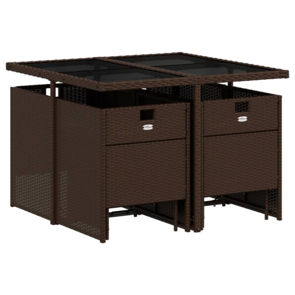 vidaXL 9-dielna záhradná jedálenská súprava s vankúšmi hnedá polyratan – Obrázok 3