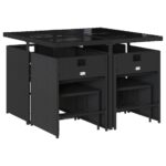 vidaXL 9-dielna záhradná jedálenská sada s vankúšmi čierna polyratan – Obrázok 3