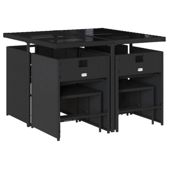 vidaXL 9-dielna záhradná jedálenská sada s vankúšmi čierna polyratan – Obrázok 3