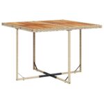 vidaXL 5-dielna záhradná jedálenská súprava a vankúše béžová polyratan – Obrázok 3