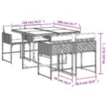 vidaXL 5-dielna záhradná jedálenská súprava a vankúše béžová polyratan – Obrázok 9